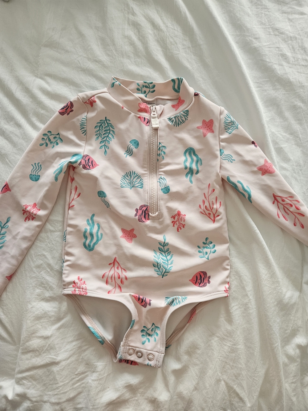 Carter's Girls Pink Floral & Seashell Two-Piece and Rashguard Swimsuits - Picture 2 of 9